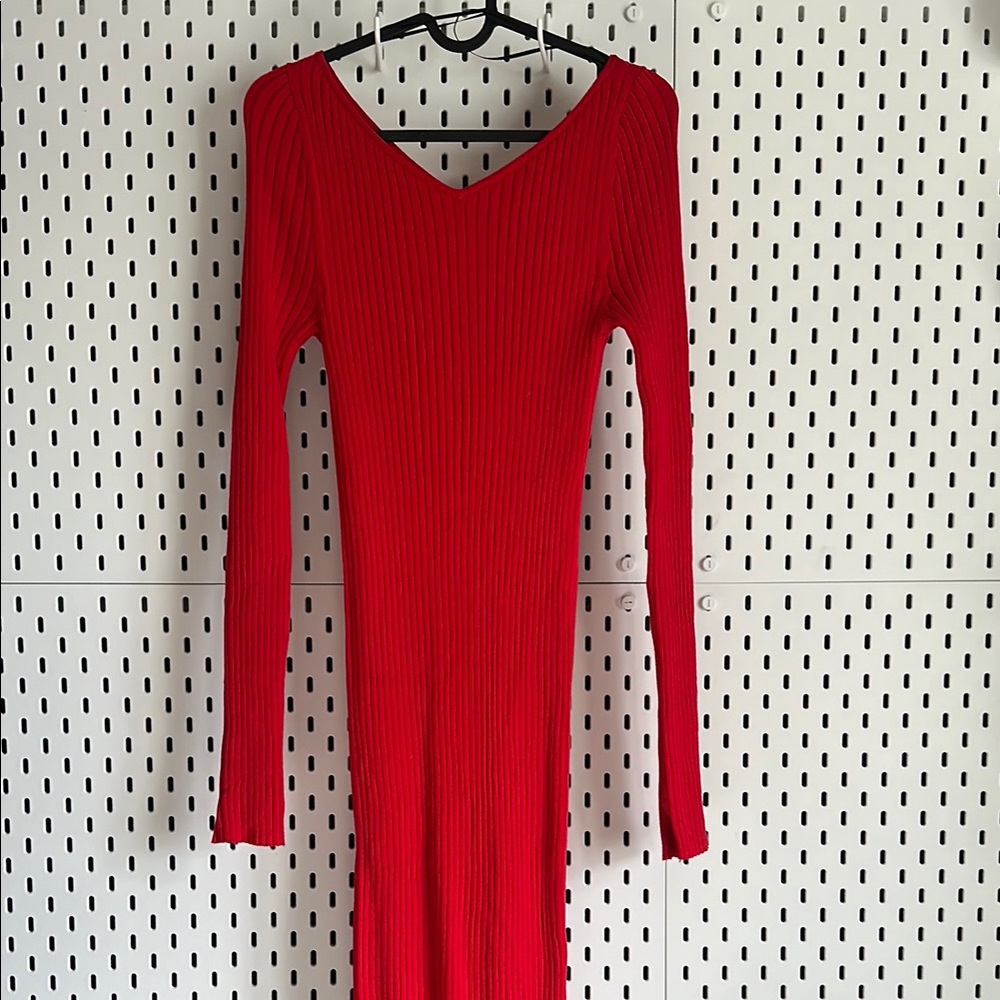 H&M Vibrant Red Long Sleeve Dress